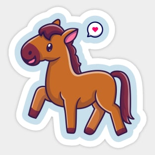 Cute Horse Walking Cartoon Sticker